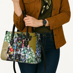 Personalized Collingwood Football Magpies Leather Bag Tropical Hibiscus Flowers - Pacific Fusion Style