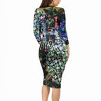 Personalized Collingwood Football Magpies Long Sleeve Bodycon Dress Tropical Hibiscus Flowers - Pacific Fusion Style