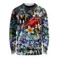 Personalized Collingwood Football Magpies Long Sleeve Shirt Tropical Hibiscus Flowers - Pacific Fusion Style