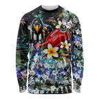 Personalized Collingwood Football Magpies Long Sleeve Shirt Tropical Hibiscus Flowers - Pacific Fusion Style