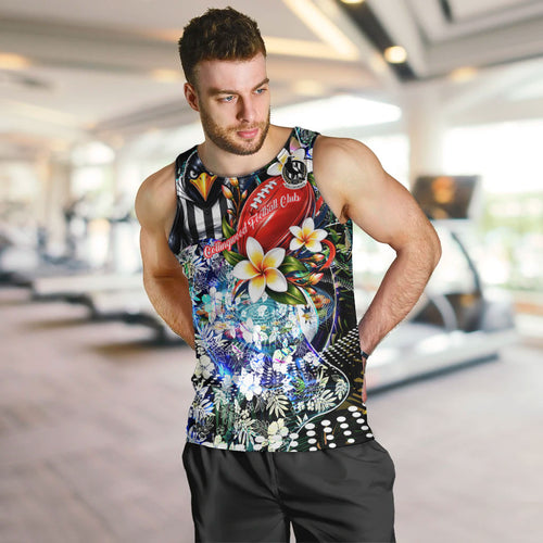 Personalized Collingwood Football Magpies Men Tank Top Tropical Hibiscus Flowers - Pacific Fusion Style