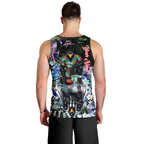 Personalized Collingwood Football Magpies Men Tank Top Tropical Hibiscus Flowers - Pacific Fusion Style