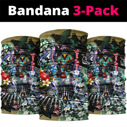 Personalized Collingwood Football Magpies Neck Gaiter Tropical Hibiscus Flowers - Pacific Fusion Style