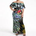 Personalized Collingwood Football Magpies Off Shoulder Maxi Dress Tropical Hibiscus Flowers - Pacific Fusion Style