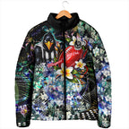 Personalized Collingwood Football Magpies Padded Jacket Tropical Hibiscus Flowers - Pacific Fusion Style