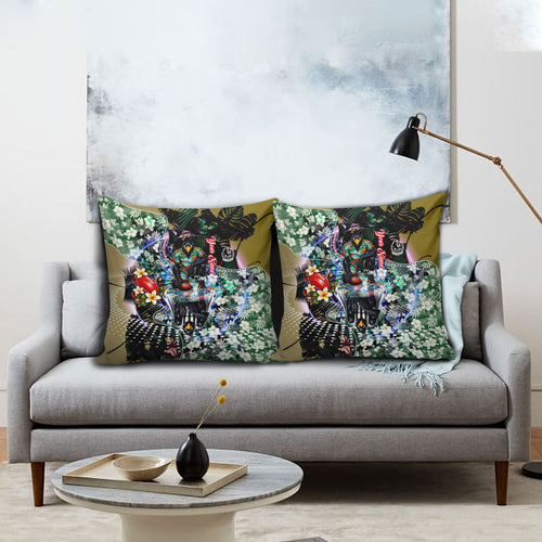 Personalized Collingwood Football Magpies Pillow Cover Tropical Hibiscus Flowers - Pacific Fusion Style