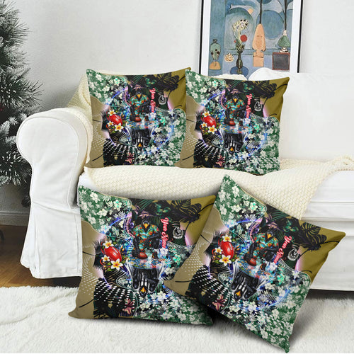 Personalized Collingwood Football Magpies Pillow Cover Tropical Hibiscus Flowers - Pacific Fusion Style