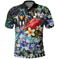 Personalized Collingwood Football Magpies Polo Shirt Tropical Hibiscus Flowers - Pacific Fusion Style