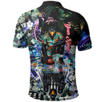 Personalized Collingwood Football Magpies Polo Shirt Tropical Hibiscus Flowers - Pacific Fusion Style