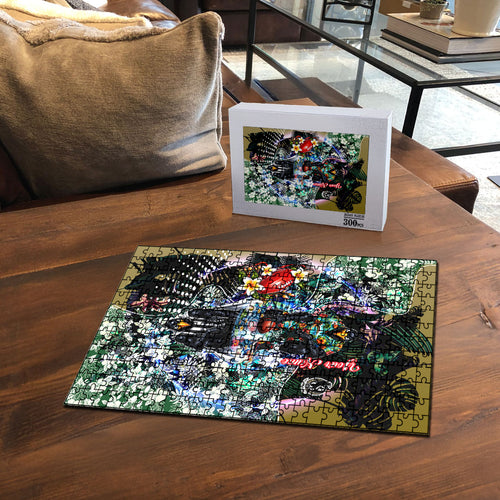 Personalized Collingwood Football Magpies Puzzle Tropical Hibiscus Flowers - Pacific Fusion Style