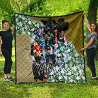 Personalized Collingwood Football Magpies Quilt Tropical Hibiscus Flowers - Pacific Fusion Style