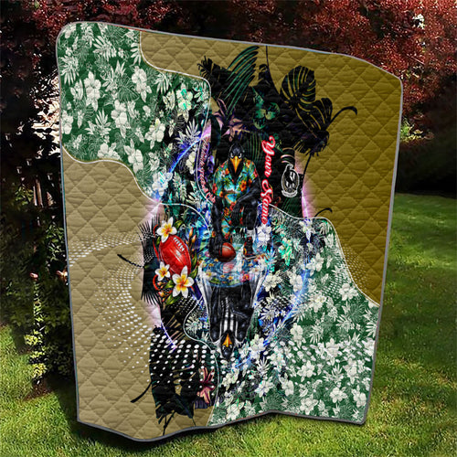 Personalized Collingwood Football Magpies Quilt Tropical Hibiscus Flowers - Pacific Fusion Style