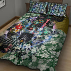 Personalized Collingwood Football Magpies Quilt Bed Set Tropical Hibiscus Flowers - Pacific Fusion Style