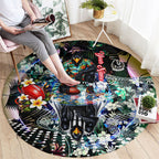 Personalized Collingwood Football Magpies Round Carpet Tropical Hibiscus Flowers - Pacific Fusion Style