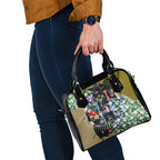 Personalized Collingwood Football Magpies Shoulder Handbag Tropical Hibiscus Flowers - Pacific Fusion Style
