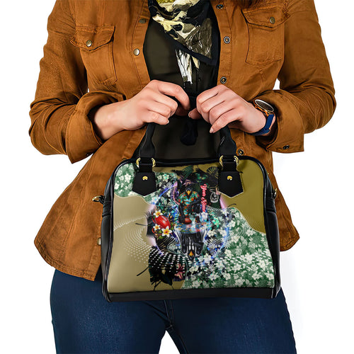 Personalized Collingwood Football Magpies Shoulder Handbag Tropical Hibiscus Flowers - Pacific Fusion Style