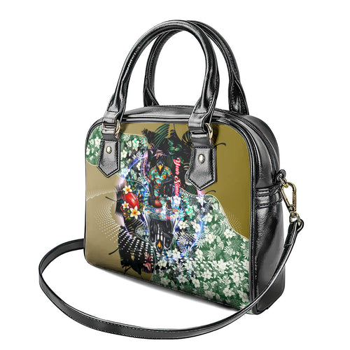 Personalized Collingwood Football Magpies Shoulder Handbag Tropical Hibiscus Flowers - Pacific Fusion Style
