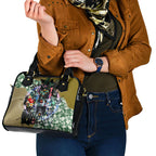 Personalized Collingwood Football Magpies Shoulder Handbag Tropical Hibiscus Flowers - Pacific Fusion Style