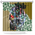 Personalized Collingwood Football Magpies Shower Curtain Tropical Hibiscus Flowers - Pacific Fusion Style
