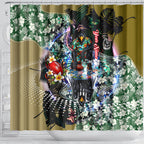 Personalized Collingwood Football Magpies Shower Curtain Tropical Hibiscus Flowers - Pacific Fusion Style