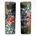 Personalized Collingwood Football Magpies Skinny Tumbler Tropical Hibiscus Flowers - Pacific Fusion Style