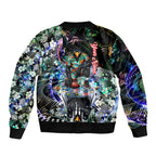 Personalized Collingwood Football Magpies Sleeve Zip Bomber Jacket Tropical Hibiscus Flowers - Pacific Fusion Style