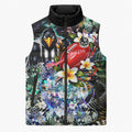 Personalized Collingwood Football Magpies Sleeveless Puffer Jacket Tropical Hibiscus Flowers - Pacific Fusion Style
