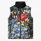 Personalized Collingwood Football Magpies Sleeveless Puffer Jacket Tropical Hibiscus Flowers - Pacific Fusion Style