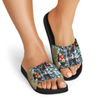 Personalized Collingwood Football Magpies Slide Sandals Tropical Hibiscus Flowers - Pacific Fusion Style