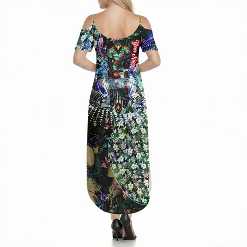 Personalized Collingwood Football Magpies Summer Maxi Dress Tropical Hibiscus Flowers - Pacific Fusion Style