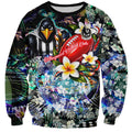 Personalized Collingwood Football Magpies Sweatshirt Tropical Hibiscus Flowers - Pacific Fusion Style