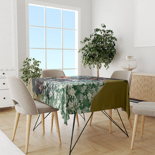 Personalized Collingwood Football Magpies Tablecloth Tropical Hibiscus Flowers - Pacific Fusion Style