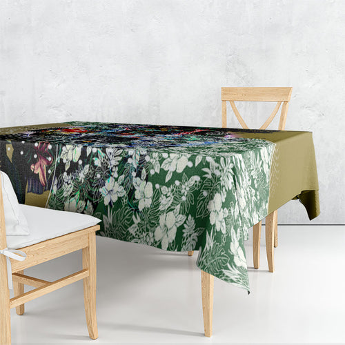 Personalized Collingwood Football Magpies Tablecloth Tropical Hibiscus Flowers - Pacific Fusion Style