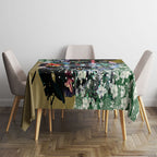 Personalized Collingwood Football Magpies Tablecloth Tropical Hibiscus Flowers - Pacific Fusion Style