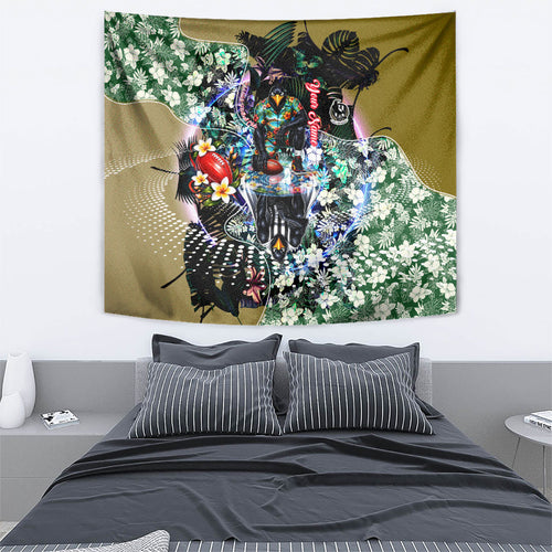 Personalized Collingwood Football Magpies Tapestry Tropical Hibiscus Flowers - Pacific Fusion Style