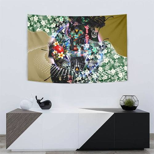 Personalized Collingwood Football Magpies Tapestry Tropical Hibiscus Flowers - Pacific Fusion Style