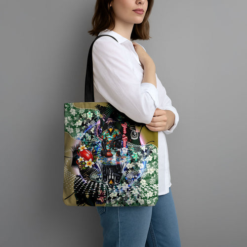 Personalized Collingwood Football Magpies Tote Bag Tropical Hibiscus Flowers - Pacific Fusion Style