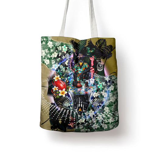 Personalized Collingwood Football Magpies Tote Bag Tropical Hibiscus Flowers - Pacific Fusion Style