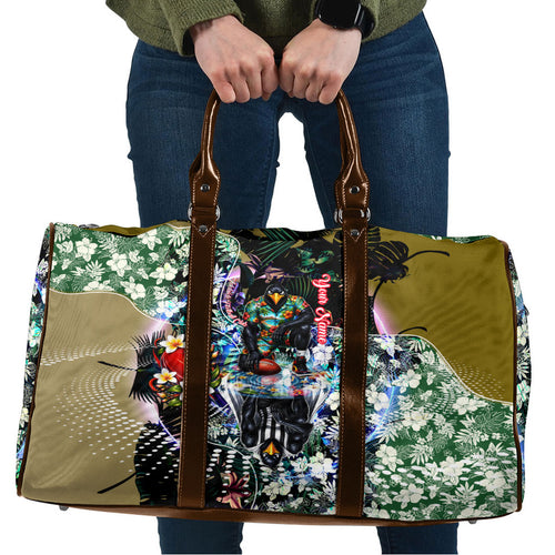 Personalized Collingwood Football Magpies Travel Bag Tropical Hibiscus Flowers - Pacific Fusion Style