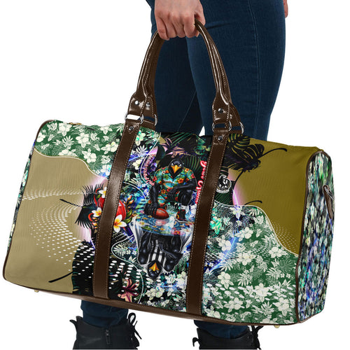 Personalized Collingwood Football Magpies Travel Bag Tropical Hibiscus Flowers - Pacific Fusion Style