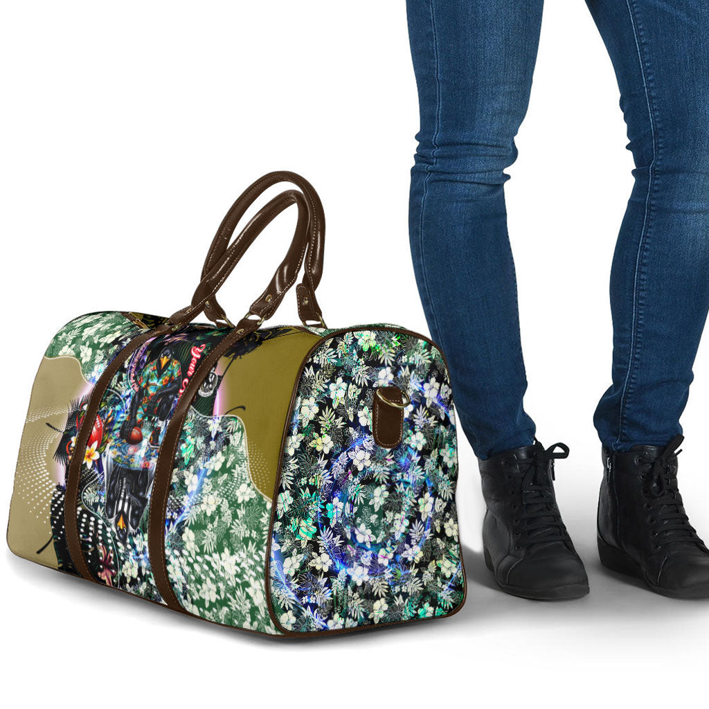 Personalized Collingwood Football Magpies Travel Bag Tropical Hibiscus Flowers - Pacific Fusion Style