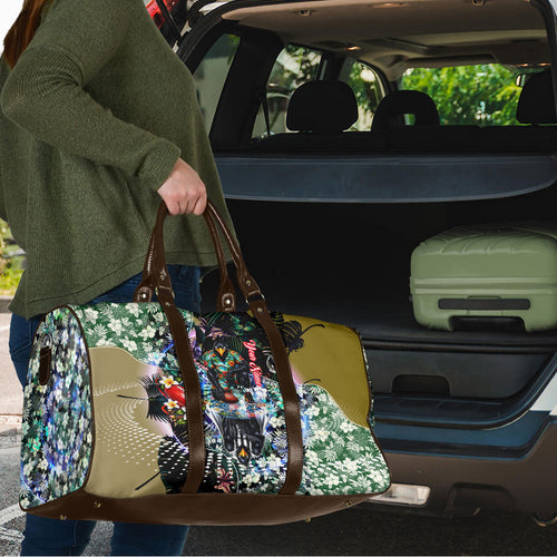Personalized Collingwood Football Magpies Travel Bag Tropical Hibiscus Flowers - Pacific Fusion Style