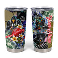 Personalized Collingwood Football Magpies Tumbler Cup Tropical Hibiscus Flowers - Pacific Fusion Style