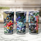 Personalized Collingwood Football Magpies Tumbler Cup Tropical Hibiscus Flowers - Pacific Fusion Style