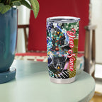 Personalized Collingwood Football Magpies Tumbler Cup Tropical Hibiscus Flowers - Pacific Fusion Style