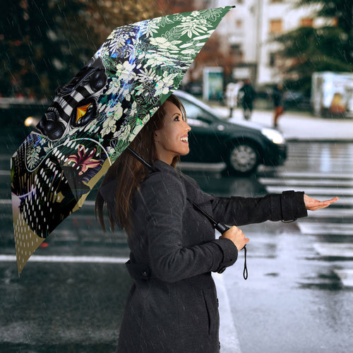 Personalized Collingwood Football Magpies Umbrella Tropical Hibiscus Flowers - Pacific Fusion Style