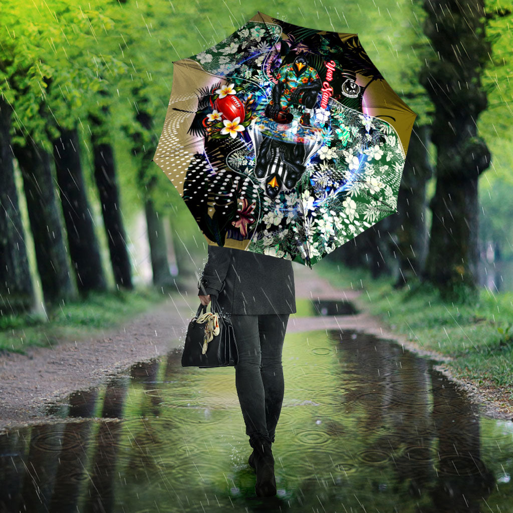 Personalized Collingwood Football Magpies Umbrella Tropical Hibiscus Flowers - Pacific Fusion Style