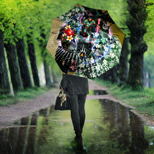 Personalized Collingwood Football Magpies Umbrella Tropical Hibiscus Flowers - Pacific Fusion Style
