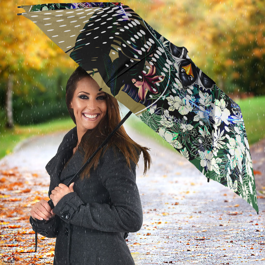 Personalized Collingwood Football Magpies Umbrella Tropical Hibiscus Flowers - Pacific Fusion Style