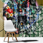 Personalized Collingwood Football Magpies Window Curtain Tropical Hibiscus Flowers - Pacific Fusion Style